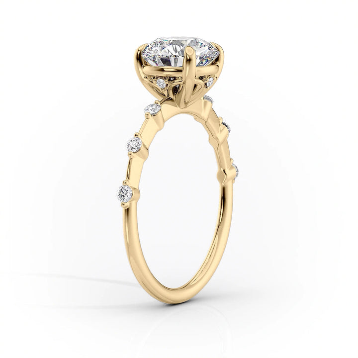 The Morgan Set With Cushion Solitaire Moissanite#material_14k-gold