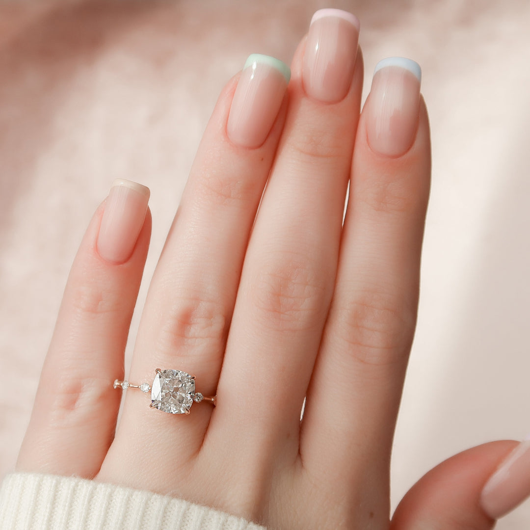 The Morgan Set With Cushion Solitaire Moissanite#material_14k-rose