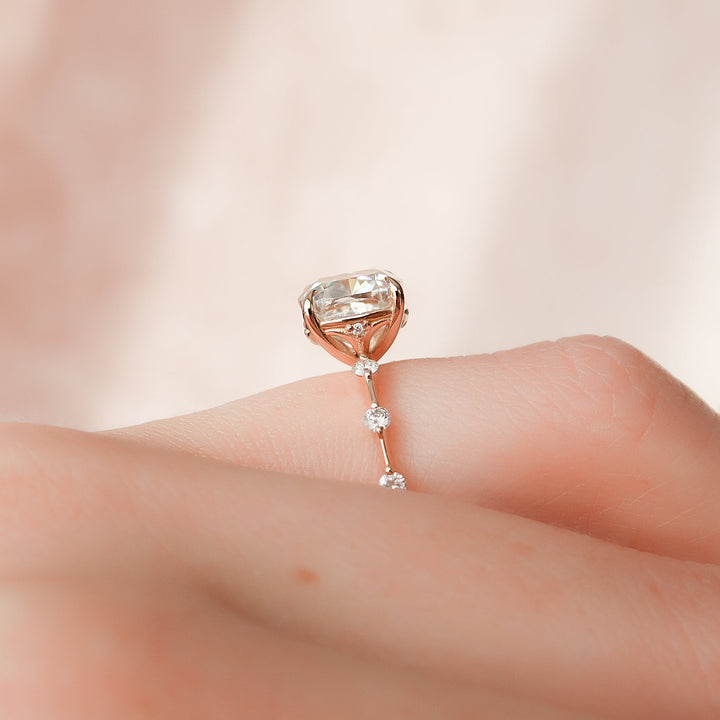 The Morgan Set With Cushion Solitaire Lab Diamond 2.5 Carat 14K Rose#material_14k-rose