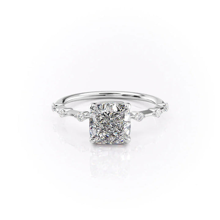 The Morgan Set With Cushion Solitaire Lab Diamond 1 Carat 14K White#material_14k-white