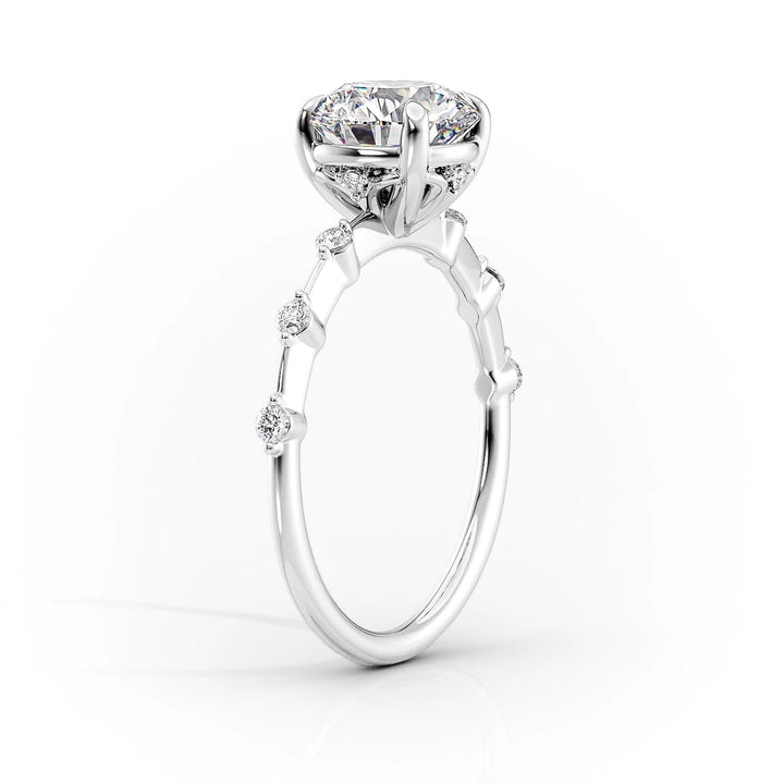 The Morgan Set With Cushion Solitaire Lab Diamond 1.5 Carat 14K White#material_14k-white