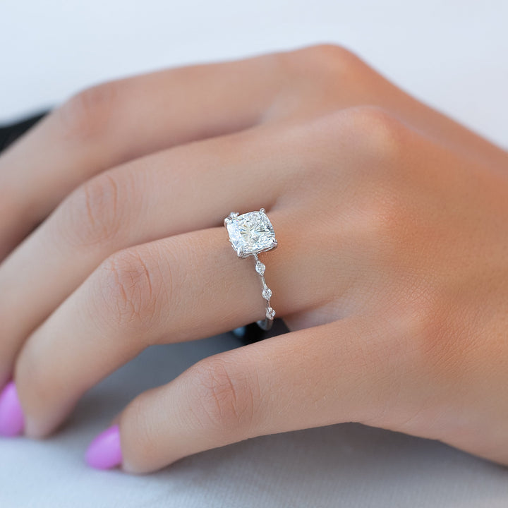 The Morgan Set With Cushion Solitaire Lab Diamond 1 Carat 14K White#material_14k-white