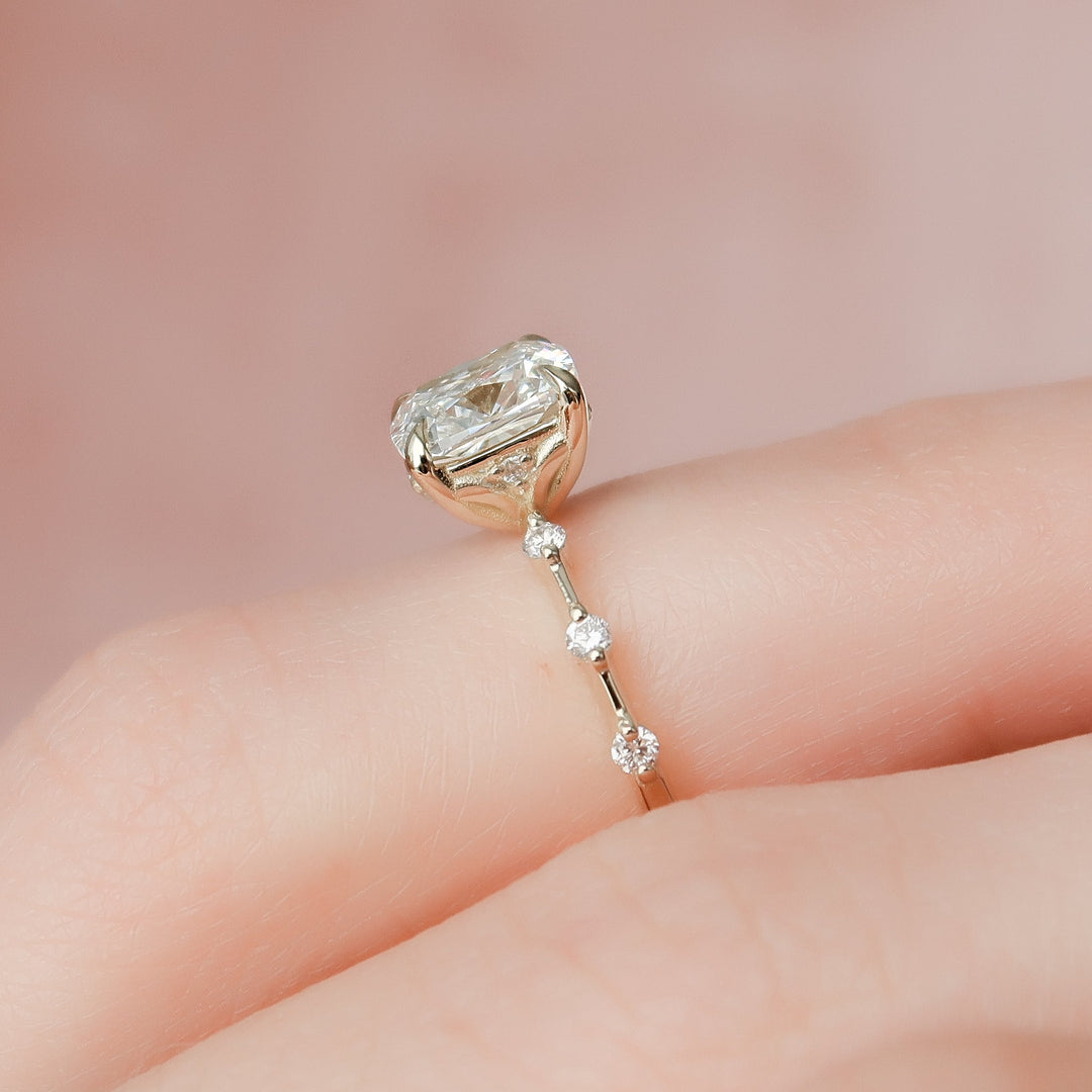 The Morgan Cushion Lab Diamond Moissanite Engagement Ring