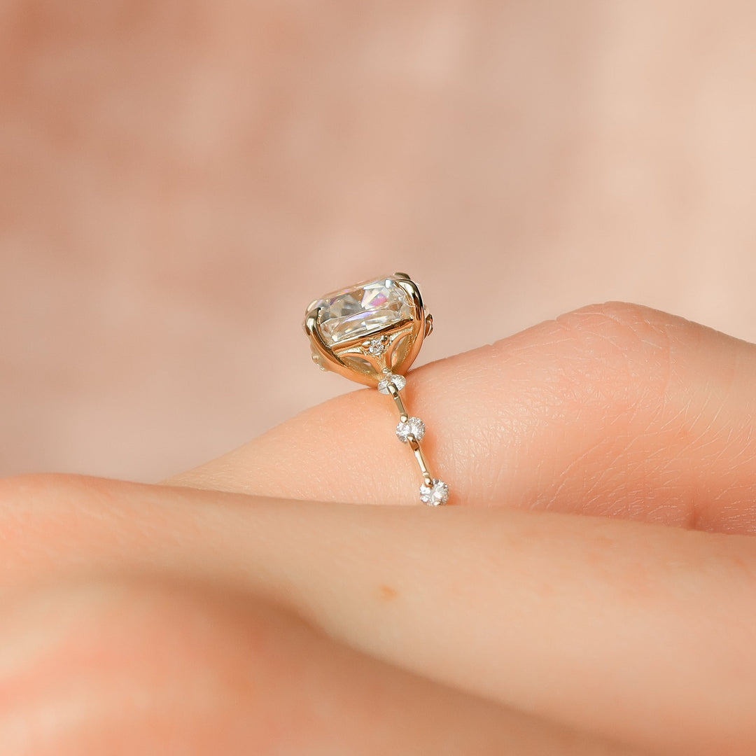 The Morgan Cushion Lab Diamond Moissanite Engagement Ring
