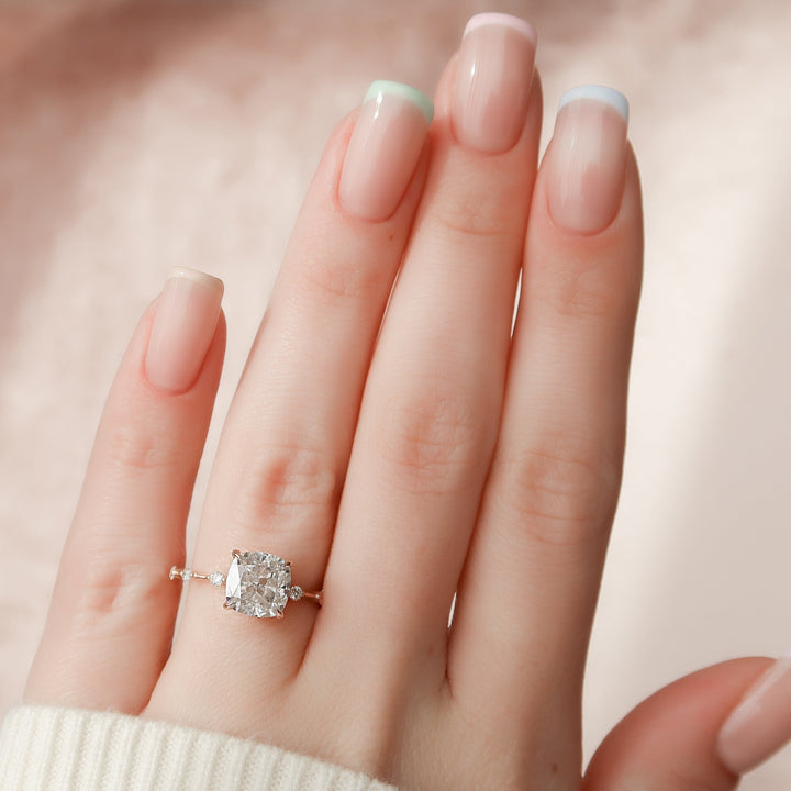 The Morgan Cushion Lab Diamond Moissanite Engagement Ring *Shown with 2.5 ct #material_rose