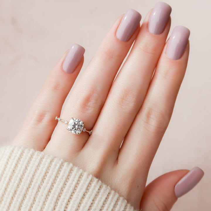 The Morgan Cushion Lab Diamond Moissanite Engagement Ring *Shown with 2 ct #material_rose