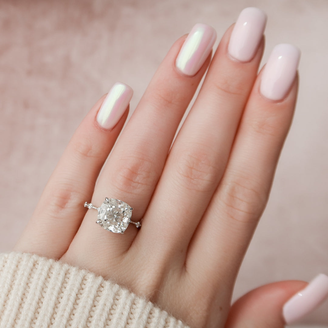 The Morgan Cushion Lab Diamond Moissanite Engagement Ring