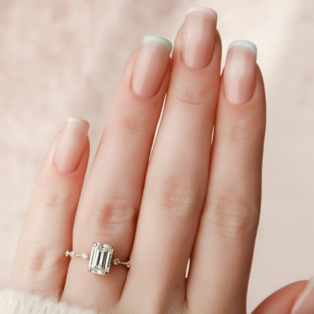 The Morgan Emerald Lab Diamond Moissanite Engagement Ring