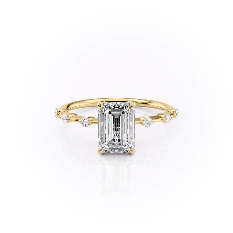 The Morgan Set With Emerald Solitaire Lab Diamond 1 Carat 14K Gold#material_gold