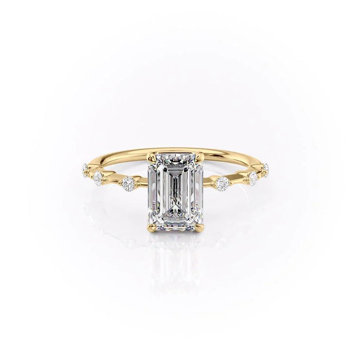 The Morgan Set With Emerald Solitaire Lab Diamond 1 Carat 14K Gold#material_gold