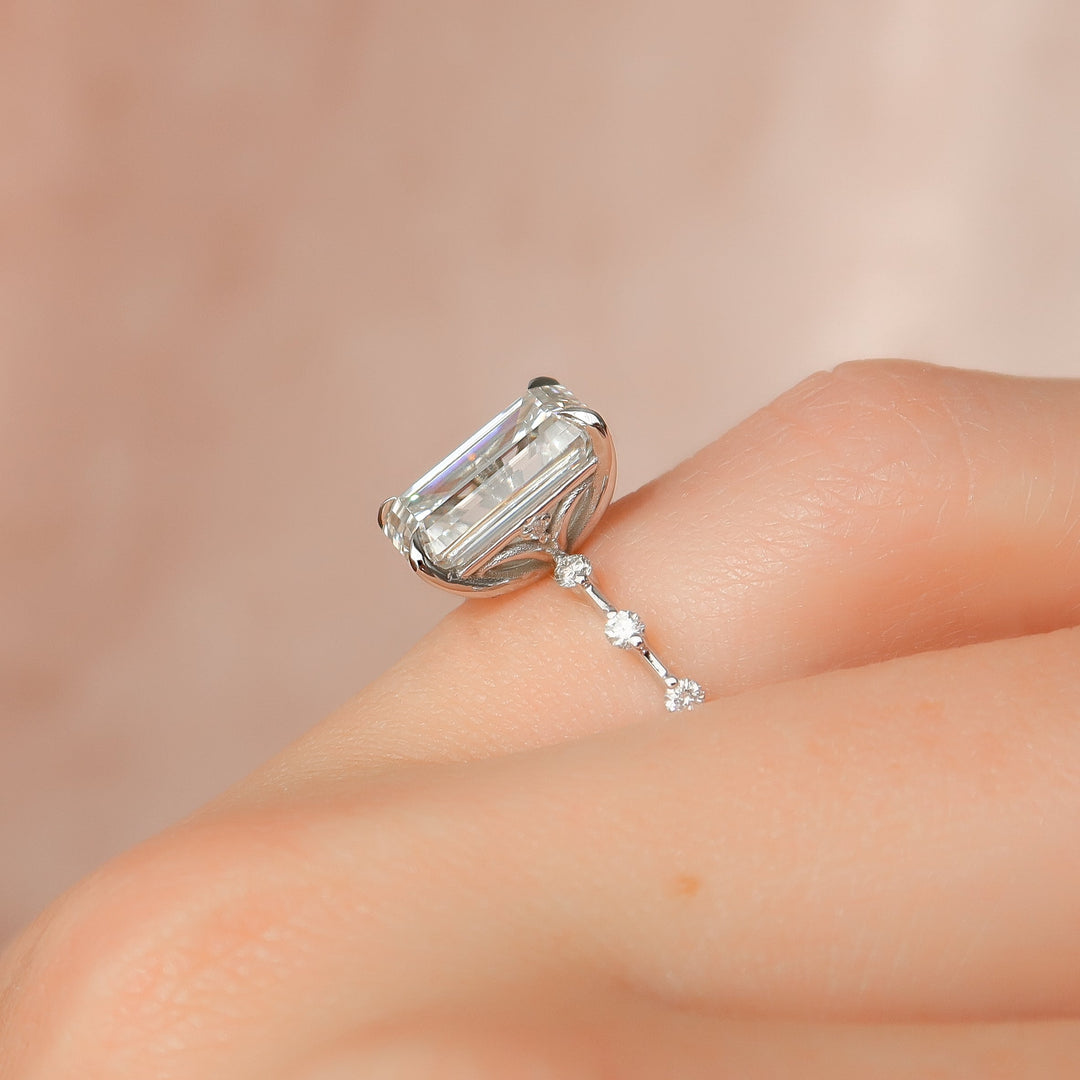 The Morgan Emerald Lab Diamond Moissanite Engagement Ring