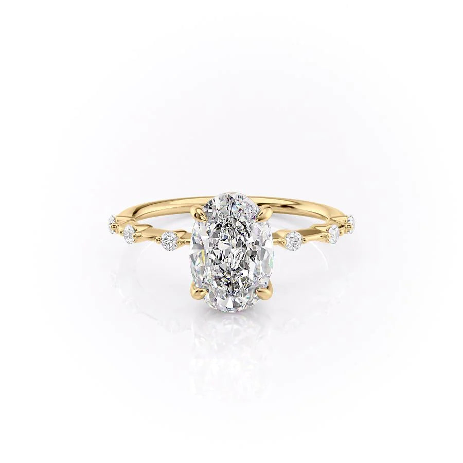 The Morgan Set With Oval Solitaire Lab Diamond 1 Carat 14K Gold#material_14k-gold