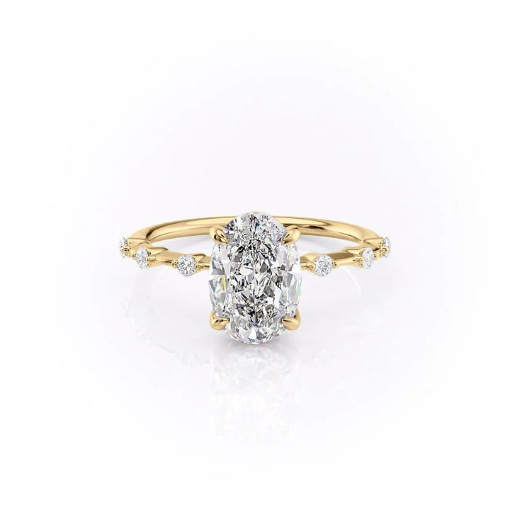 The Morgan Set With Oval Solitaire Lab Diamond 1 Carat 14K Gold#material_14k-gold