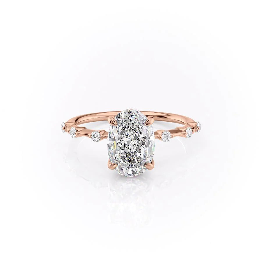 The Morgan Set With Oval Solitaire Lab Diamond 1 Carat 14K Rose#material_14k-rose