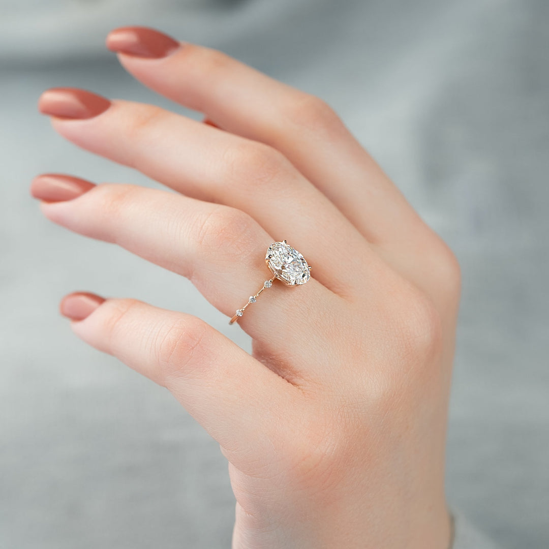 The Morgan Set With Oval Solitaire Lab Diamond 3 Carat 14K Rose#material_14k-rose