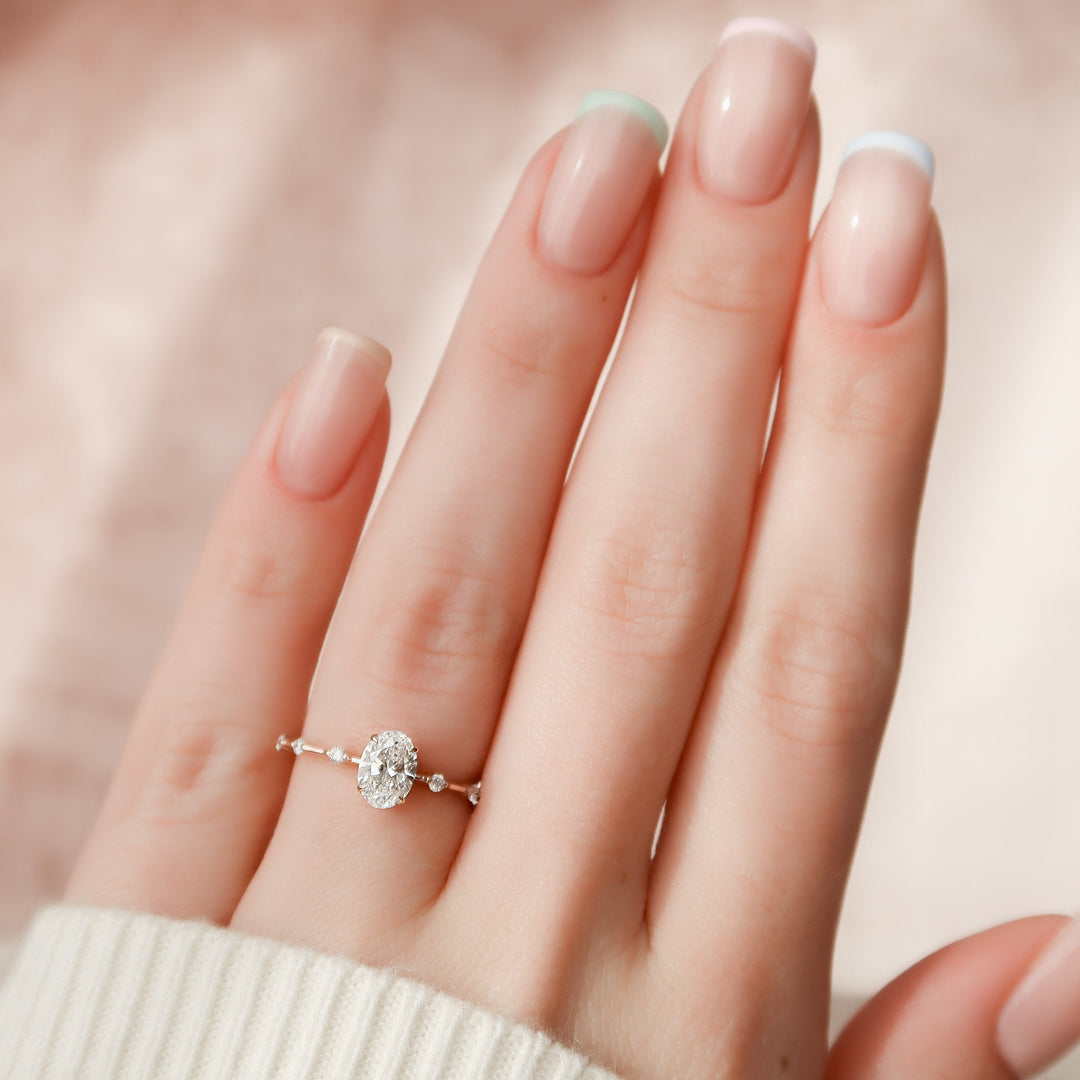 The Morgan Set With Oval Solitaire Moissanite#material_14k-rose