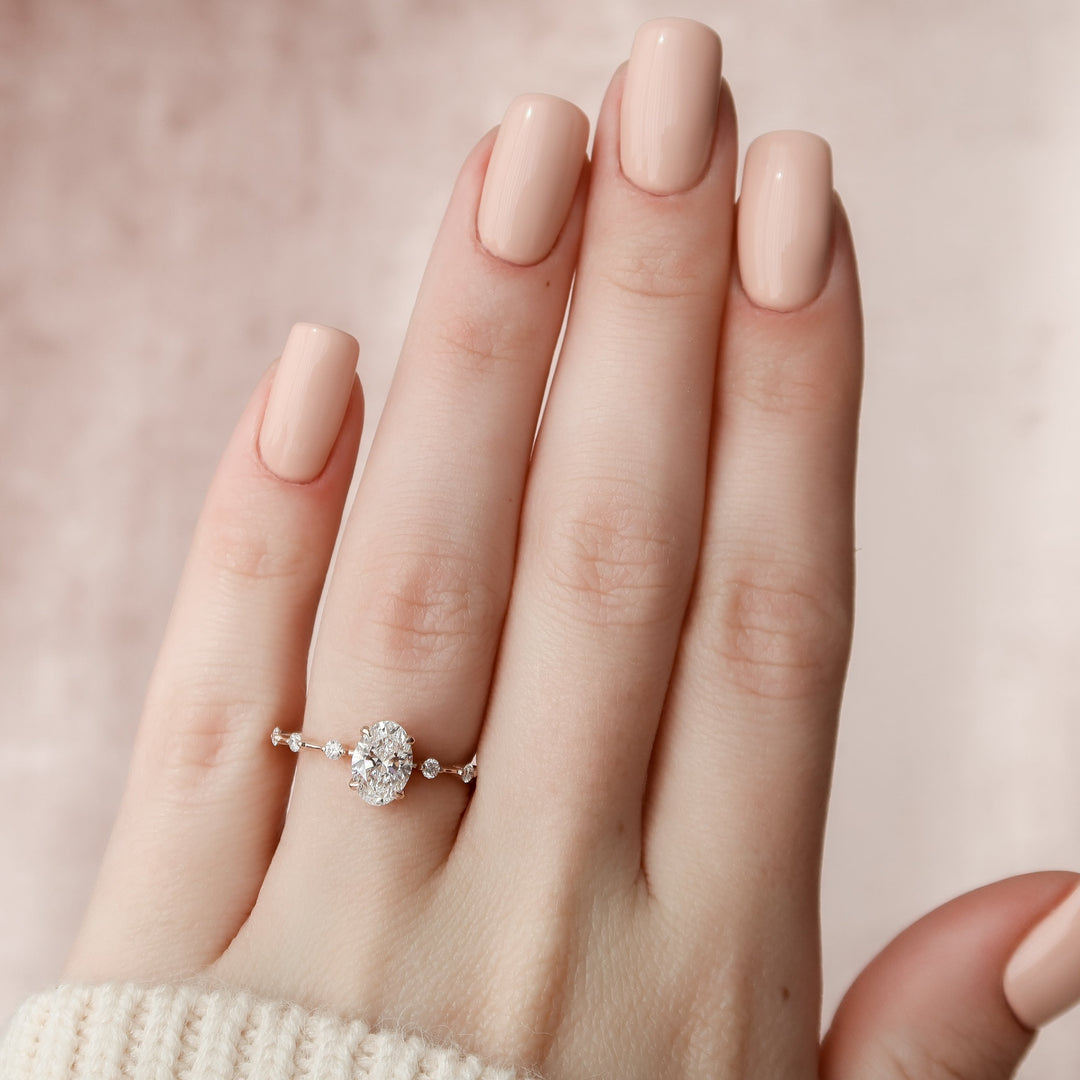 The Morgan Set With Oval Solitaire Moissanite#material_14k-rose