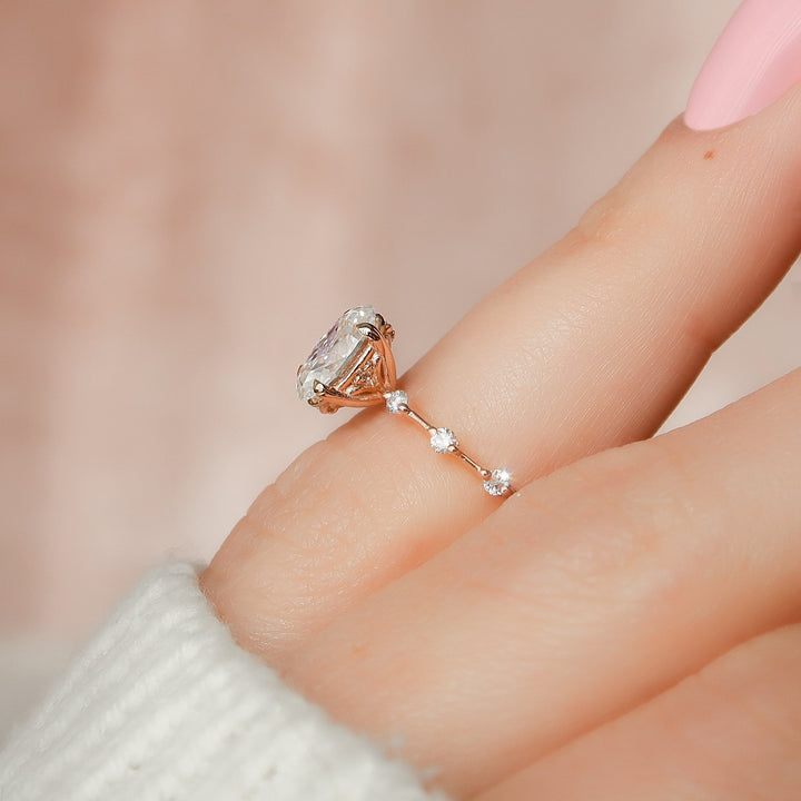 The Morgan Set With Oval Solitaire Lab Diamond 1 Carat 14K Rose#material_14k-rose