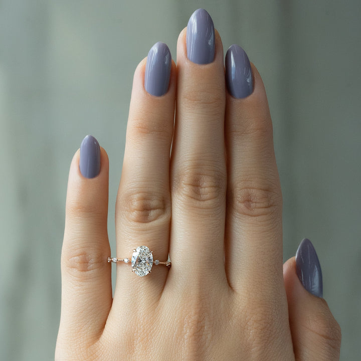 The Morgan Set With Oval Solitaire Moissanite#material_14k-rose