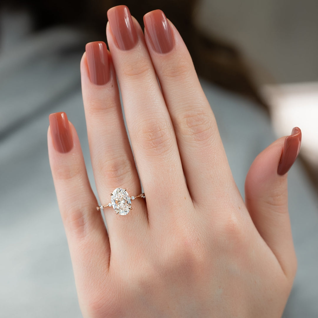 The Morgan Set With Oval Solitaire Lab Diamond 2.5 Carat 14K Rose#material_14k-rose