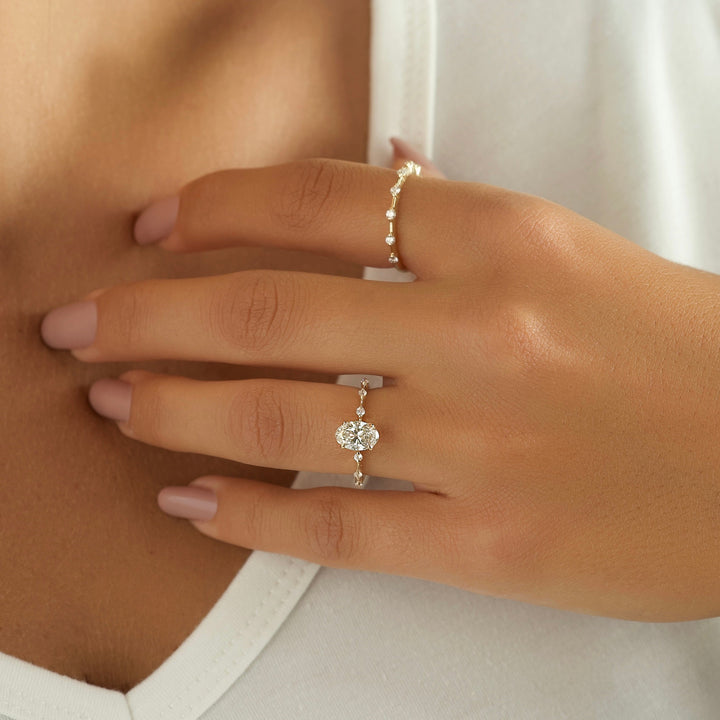 The Morgan Oval Lab Diamond Moissanite Engagement Ring *Shown with 1 ct #material_gold