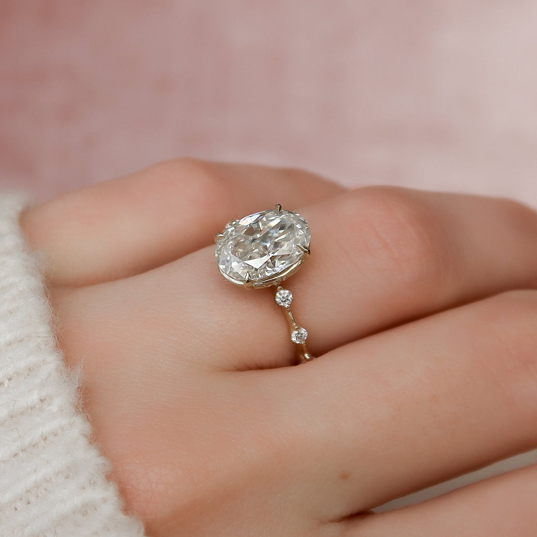 The Morgan Oval Lab Diamond Moissanite Engagement Ring