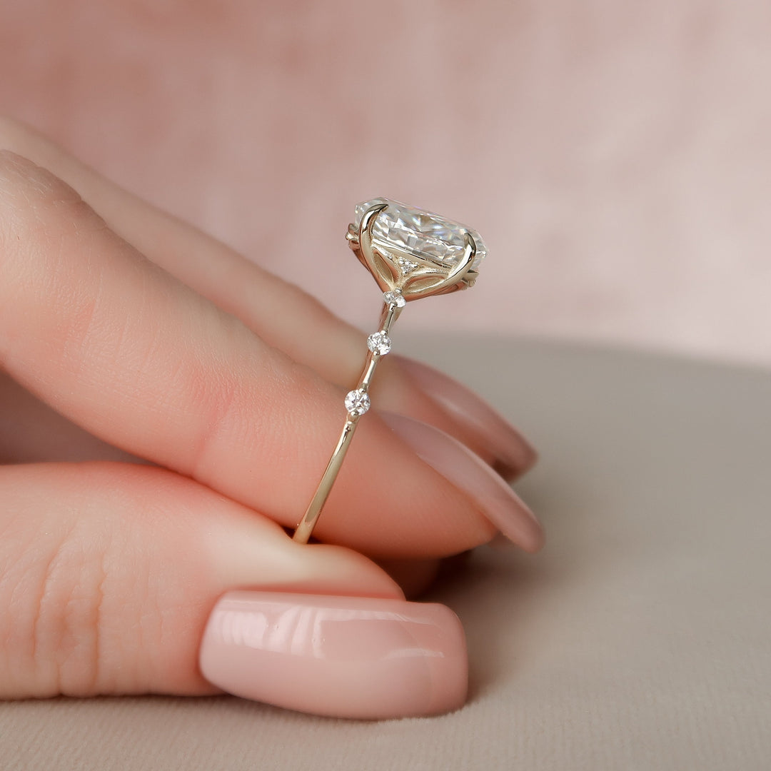 The Morgan Oval Lab Diamond Moissanite Engagement Ring