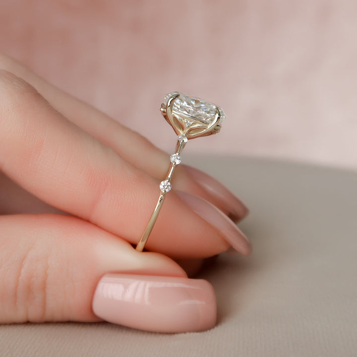 The Morgan Oval Lab Diamond Moissanite Engagement Ring *Shown with 3 ct #material_gold