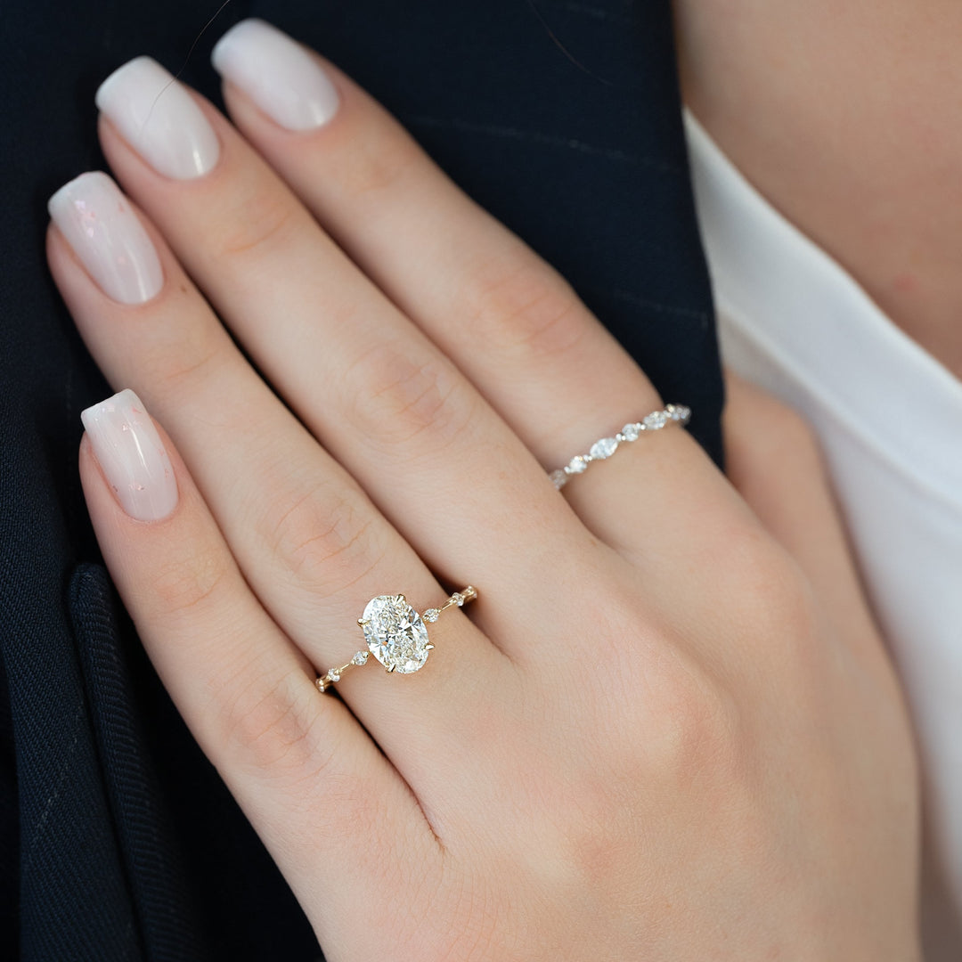 The Morgan Oval Lab Diamond Moissanite Engagement Ring