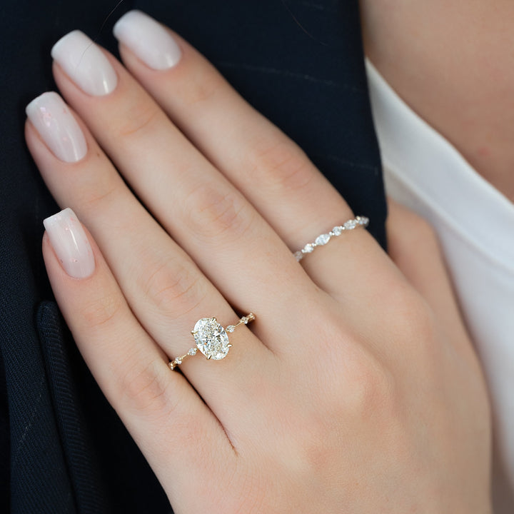 The Morgan Oval Lab Diamond Moissanite Engagement Ring *Shown with 2 ct #material_gold