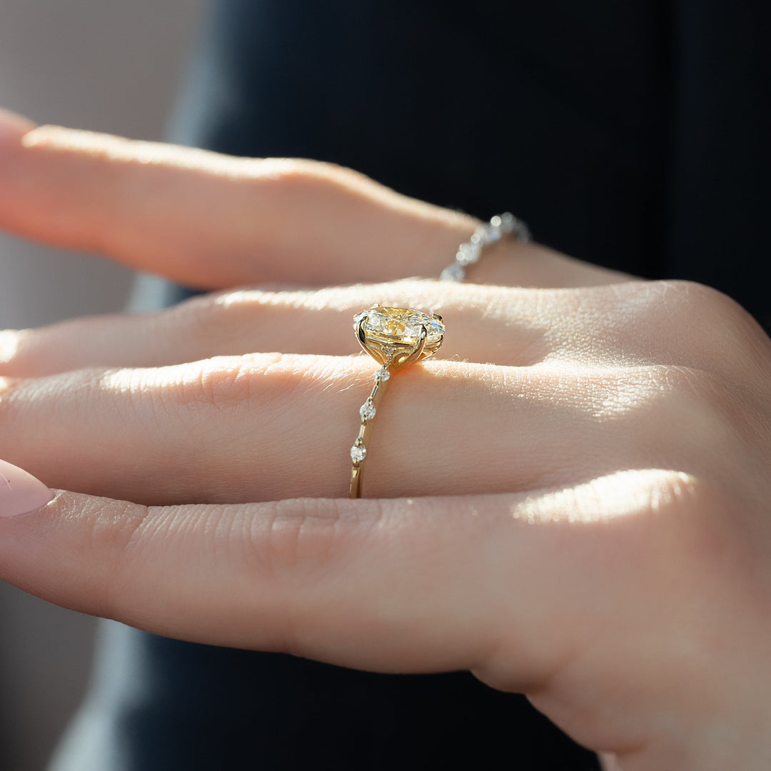 The Morgan Oval Lab Diamond Moissanite Engagement Ring