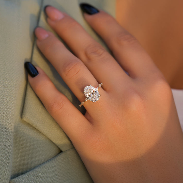 The Morgan Oval Lab Diamond Moissanite Engagement Ring *Shown with 3 ct #material_gold