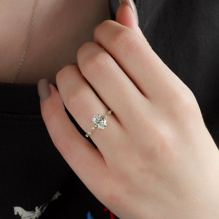 The Morgan Oval Lab Diamond Moissanite Engagement Ring *Shown with 1.5 ct #material_gold