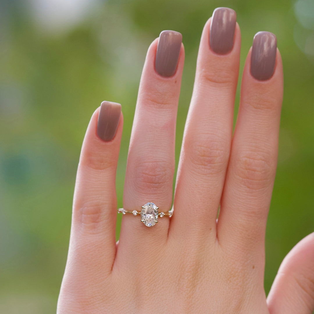 The Morgan Oval Lab Diamond Moissanite Engagement Ring
