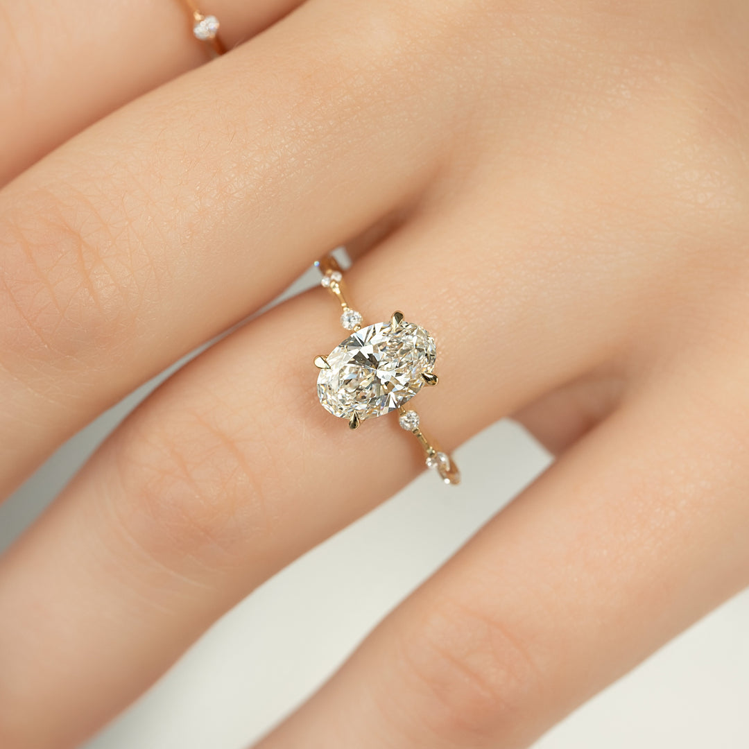 The Morgan Oval Lab Diamond Moissanite Engagement Ring