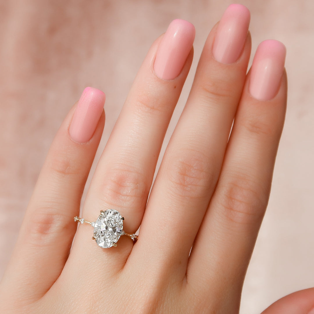 The Morgan Oval Lab Diamond Moissanite Engagement Ring