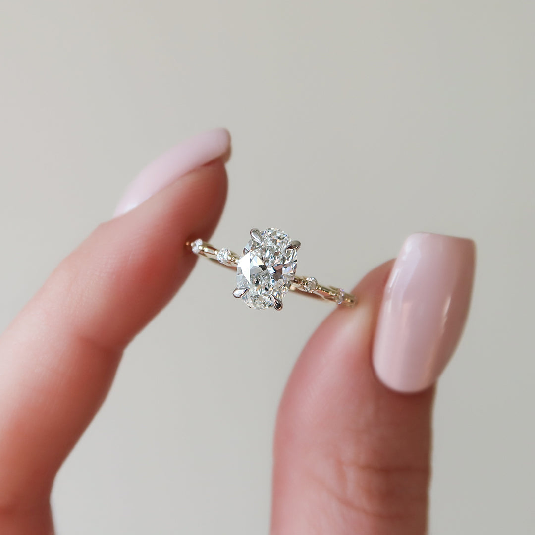 The Morgan Oval Lab Diamond Moissanite Engagement Ring
