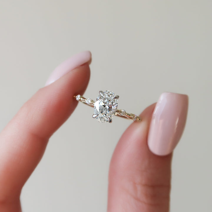 The Morgan Oval Lab Diamond Moissanite Engagement Ring *Shown with 1 ct #material_gold