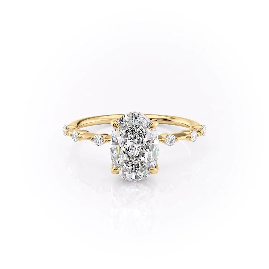 The Morgan Set With Oval Solitaire Lab Diamond 1 Carat 14K Gold#material_gold