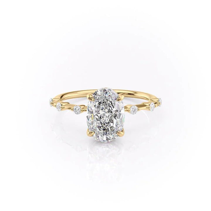 The Morgan Set With Oval Solitaire Lab Diamond 1 Carat 14K Gold#material_gold