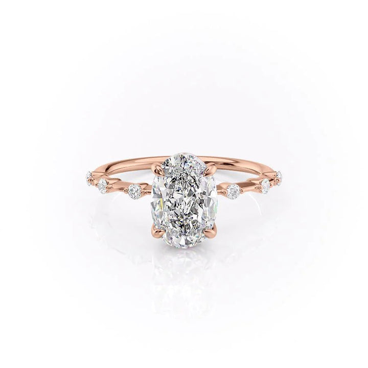 The Morgan Set With Oval Solitaire Lab Diamond 1 Carat 14K Rose#material_rose