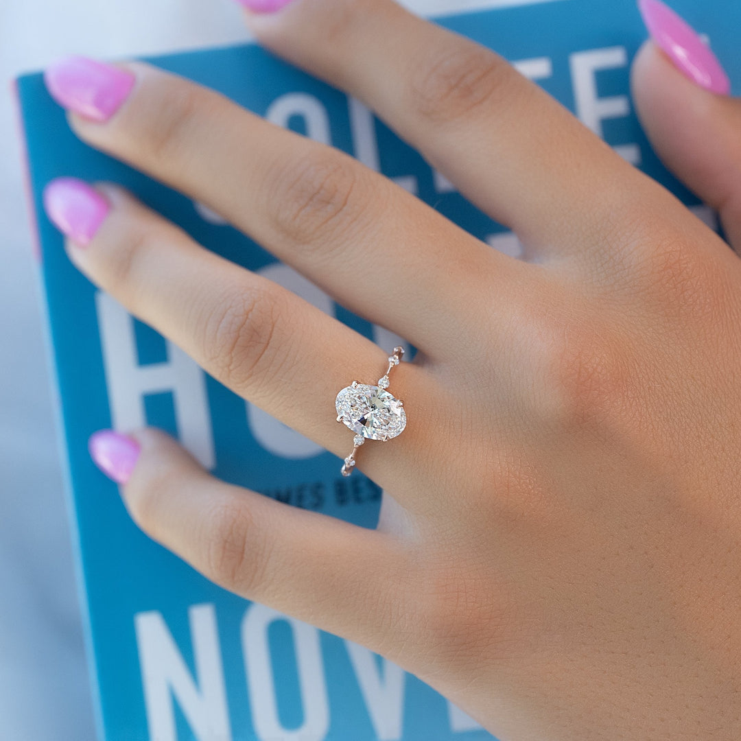 The Morgan Oval Lab Diamond Moissanite Engagement Ring