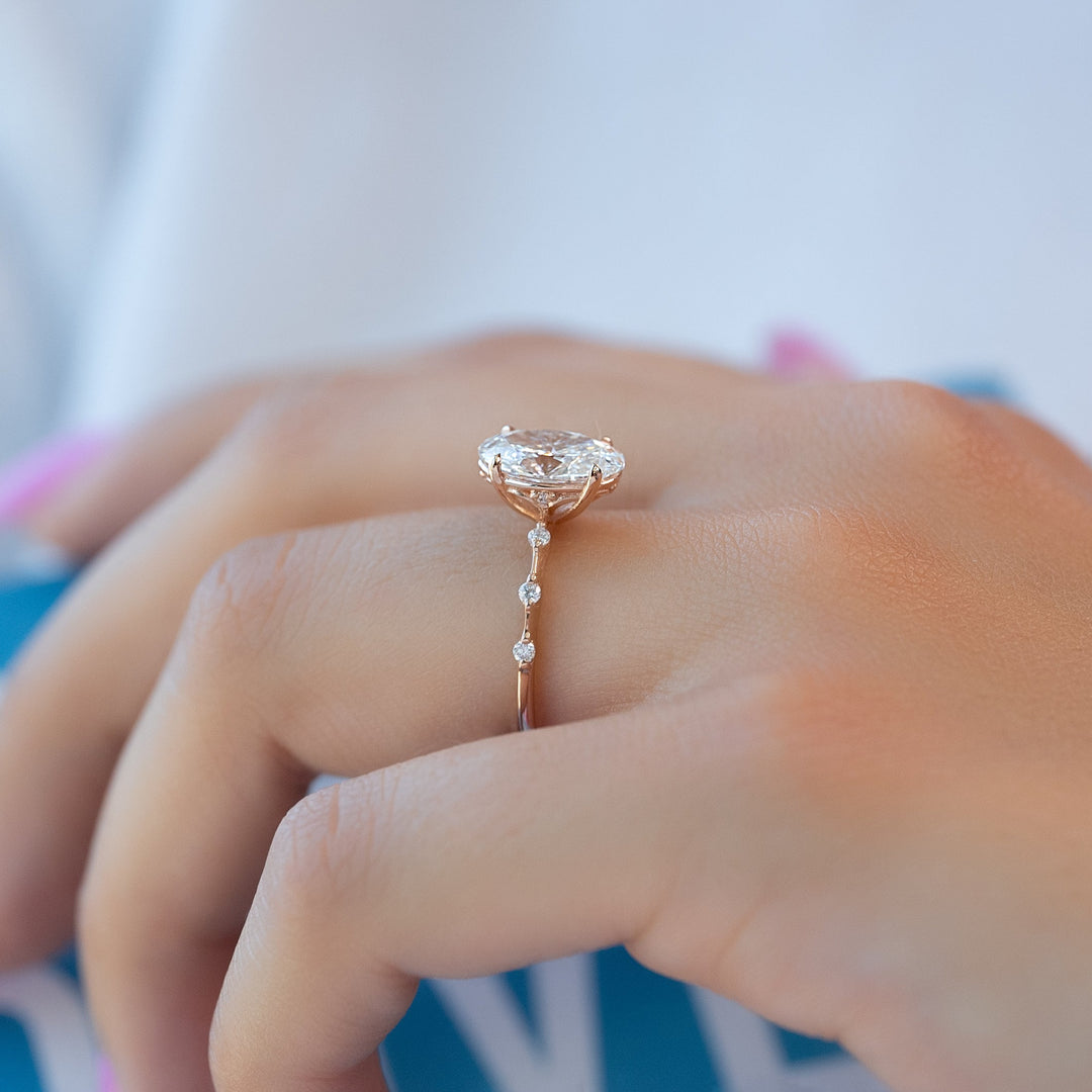 The Morgan Oval Lab Diamond Moissanite Engagement Ring