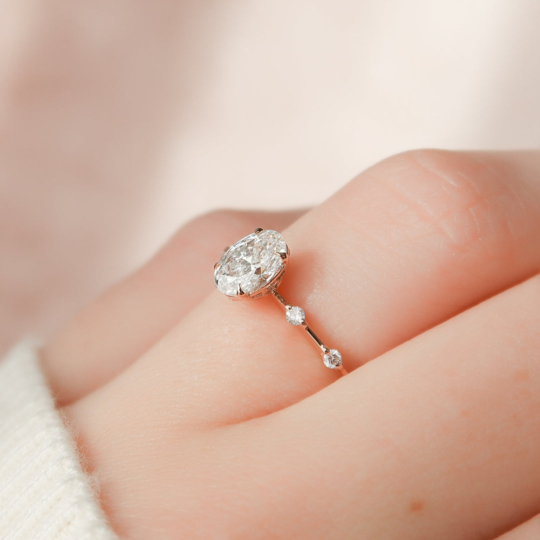 The Morgan Oval Lab Diamond Moissanite Engagement Ring