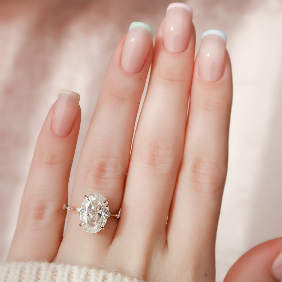 The Morgan Oval Lab Diamond Moissanite Engagement Ring