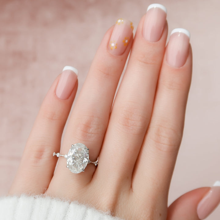 The Morgan Oval Lab Diamond Moissanite Engagement Ring *Shown with 5 ct #material_white