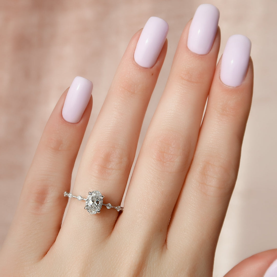 The Morgan Oval Lab Diamond Moissanite Engagement Ring