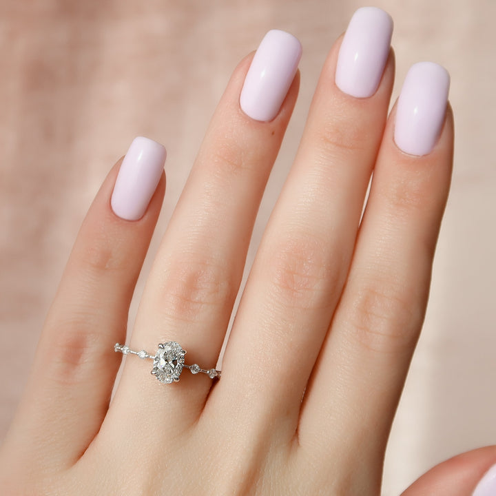 The Morgan Oval Lab Diamond Moissanite Engagement Ring *Shown with 1 ct #material_white