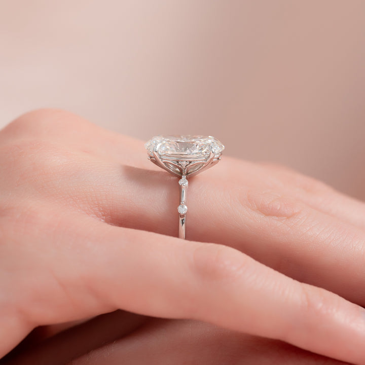 The Morgan Oval Lab Diamond Moissanite Engagement Ring *Shown with 5.5 ct #material_white