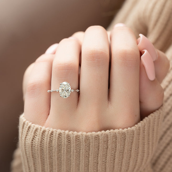 The Morgan Oval Lab Diamond Moissanite Engagement Ring *Shown with 2.5 ct #material_white